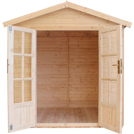 TIMBELA M351FB Cabane en bois avec plancher, Maison de jardin pour  travailler l233xP222xH233cm, Abri multifonctionnel, Bureau de jardin  verrouillable, Atelier, Studio : : Jardin