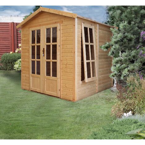 TIMBELA M351FB Cabane en bois avec plancher, Maison de jardin pour  travailler l233xP222xH233cm, Abri multifonctionnel, Bureau de jardin  verrouillable, Atelier, Studio : : Jardin