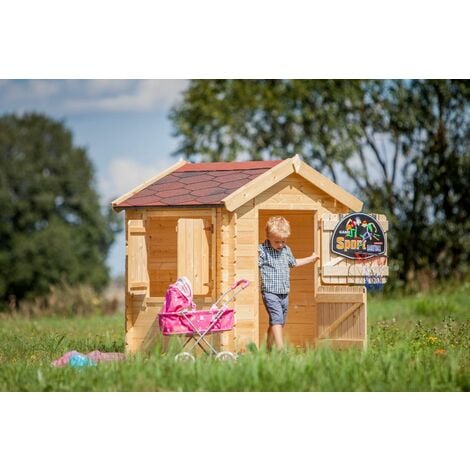 Cabane enfant exterieur 1.1m2 - Maisonnette en bois pour enfants AVEC  plancher - Cabane bois enfant 146x112xH143cm - Timbela M516