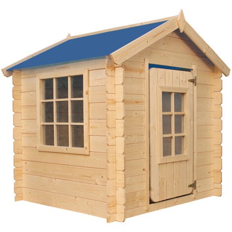 Maisonnette en bois pour enfants (sans plancher) - Cabane de jardin pour l'extérieur 111x114xH121cm/0.9 m2 - Toit bleu - Timbela M570M-1
