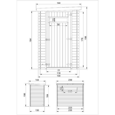 Abri de jardin en bois, Petite fenêtre - Stockage extérieur l239xL144xH198 cm/2.63 m2 - Petit abri à outils, Local à vélos -  TIMBELA M306A