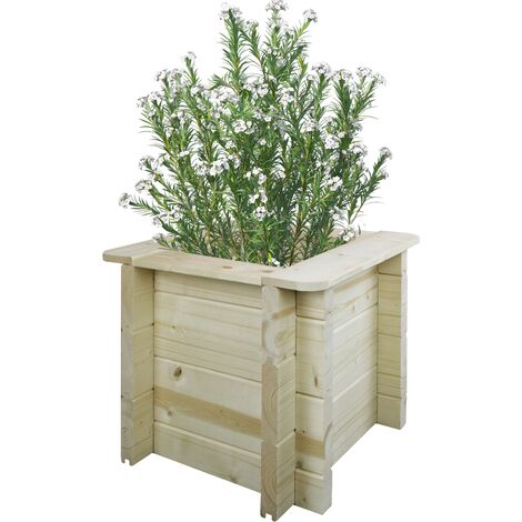 Plate-bande surélevée en bois - 38x38xH35 cm – Jardinières en bois pour fleurs, herbes aromatiques, légumes- bois massif pin/épicéa 28 mm - Timbela M610 (1/5)