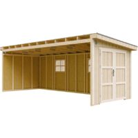 Timbela – Abri de jardin bois 14,3 m² – Panneaux LP SmartSide 10 mm – H231 cm – Double porte avec serrure – 3 parois – M941B