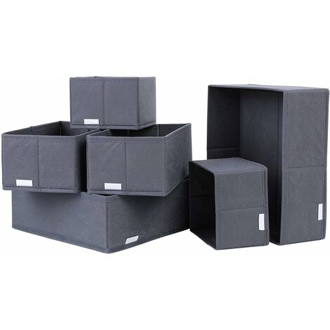 6 Stück Aufbewahrungsbox faltbar Faltboxen Stoffboxen Regalbox Würfel Spielzeug-Organizer ohne Deckel aus Stoff stabil für viele Regale und Schubladen 30x30x30cm Grau