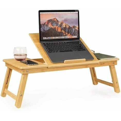 Bambus Laptoptisch Notebooktisch Bett Tisch Tablett PC Ständer Höhenverstellbar 