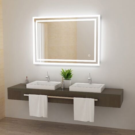 LISA 600 x 800 mm LED Bathroom Mirror with Light Touch Sensor and Demister Anti-Fog Wall Mounted