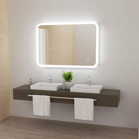 800x600mm Illuminated LED Bathroom Mirror Touch Sensor with Light Demister Anti-fog Wall Mounted Vertical Horizontal