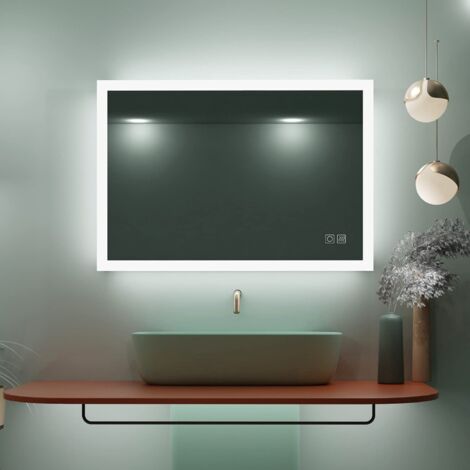 LISA 600x500mm Illuminated LED Bathroom Mirror Light up Wall Mirror with Touch Sensor Switch Demister Pad Wall Mounted