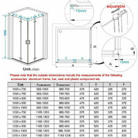 1000 x 1000 mm Shower Enclosure Cubicle Door Corner Entry Bifold Door Frameless 6mm Easy Clean Nano Glass - No Tray
