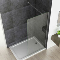 1200 mm Walk in Shower Screen Wet Room Panel Shower Enclosure Door 8mm Easy Clean Glass with Adjustable Support Bar 1950 mm Height