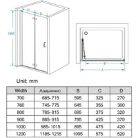 700 mm Shower Enclosure Cubicle Door Corner Entray Bifold Door 6 mm EasyClean Glass - No Tray