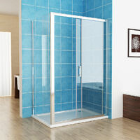 1000 x 700 mm Sliding Shower Door 6 mm Easy Clean Glass Shower Enclosure with 700 mm Side Panel - No Tray