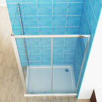 1100 x 900 mm Sliding Shower Door 6 mm Easy Clean Glass Shower Enclosure with 900 mm Side Panel - No Tray
