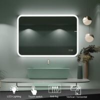 LISA 800x600mm Illuminated LED Bathroom Mirror Light up Wall Mirror with Touch Sensor Switch Demister Pad Wall Mounted