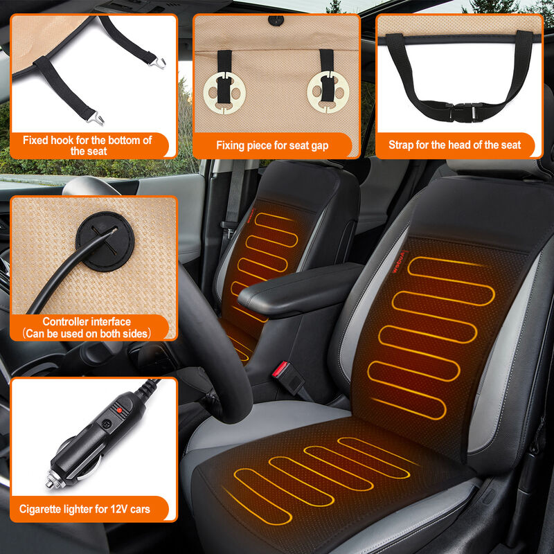 cuscino riscaldato colore nero Riscaldamento per sedile auto 12 V universale con controllo della temperatura 