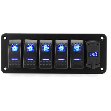 Pannello interruttori a bilanciere LED blu a 6 bande impermeabile Marine Car  Boat RV (blu, 6