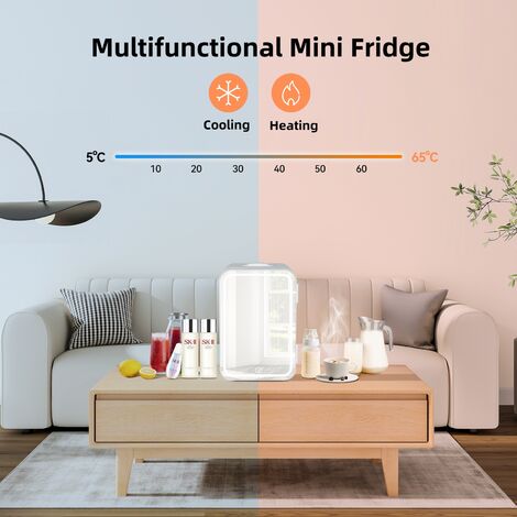 Personal Skincare Mini Fridge 6L With LED Mirror - Cooler & Warmer, Portable For Makeup, Snacks, Bedroom (Blue)