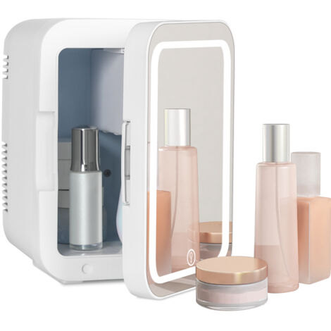 4L Portable Mini Fridge,  Car Refrigerator with LED Mirror, Cooler and Warmer, Bedroom, Drink, Food