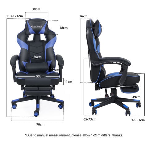 Puluomis Massage Gaming Chair, PU Leather Executive Office Chair, Recliner Swivel Chairs, with Footrest and Lumbar Support, Blue