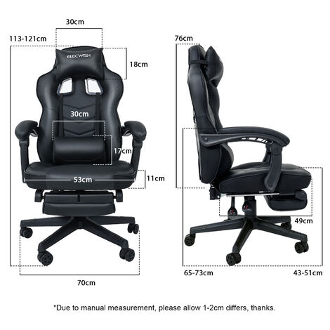 Puluomis Massage Gaming Chair, PU Leather Executive Office Chair, Recliner Swivel Chairs, with Footrest and Lumbar Support, Black