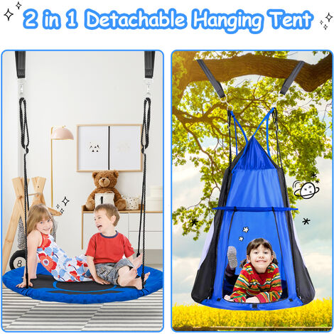 Tree Straps Included Camouflage Zupapa 2 in 1 Hanging Tree Swing Tent Flying Saucer Tree Swing for Boys/Girls Outdoor Indoor Bedroom Use Gift Idea for Children 