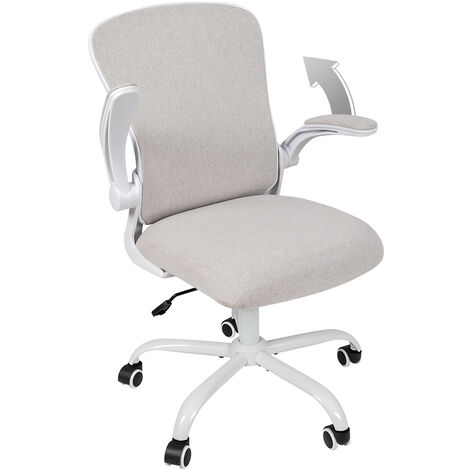 Puluomis Office Chair, Ergonomic Desk Chair, Swivel Chair with Lumbar Support, Flip up Armrests, Beige