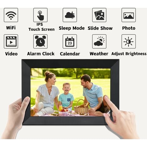 10.1 Inch USB Digital Picture Frame, Non-WiFi SD Card Smart Photo Frames  IPS Screen HD Display with Remote Control, Support Video and Music