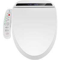 Puluomis Electronic Smart Bidet Toilet Seat with Warm Air Drying, Heated Seat Bidet with Self-Cleaning Nozzle Adjustable Warm Water Power Saving, Elongated