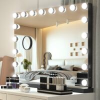 Hollywood Makeup Mirror, Light Vanity Mirror, Bathroom Mirror, with LED Dimmable Bulbs, USB Charging Port, Touch Screen(18 Bulbs, 8062.5cm, Black)