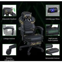 Gaming Chair Military Style Camouflage Modern Office Chairs with Footrest and Lumbar Support