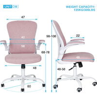 Office Chair Ergonomic Desk Chair Mesh Back Swivel Seat Lumbar Support with Flip up Armrests Pink - Pink