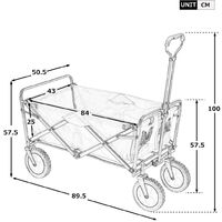 Garden Trolleys Foldable Transport Cart Pull-Along Trailer with Pull Rod 360° Rotable Wheels Steel Frame Black