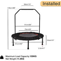 40'' Foldable Fitness Trampoline Rebounder Mini Exercise Gym with Handle Strong Spring Anti-Slip Legs Indoor Sport
