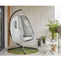 Hanging Swing Chair, Cocoon Egg Chair, Hammock Chair Stand Set, with Cushion, for Garden Patio Indoor Outdoor, Light Grey