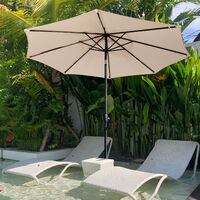 3m Garden Parasol, Patio Sunshade, Outdoor Umbrella, with Tilt Crank , No Base, for Garden Patio Market Beach Outdoor