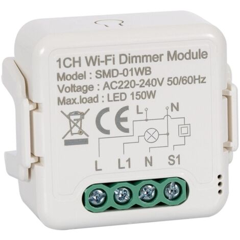 Interruptor WiFi Regulador Compatible con Pulsador Blanco