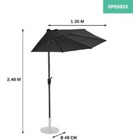 VONROC Parasol Magione - Balcony parasol - 270x135cm - UV resistant - Anthracite/black - Incl. protection cover