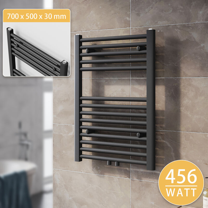 Scalda Asciugamani da Parete per Bagno Radiatore Scaldasalviette da Muro  120 x 50 cm Attacco Basso Centrale - Bianco [neu.haus]