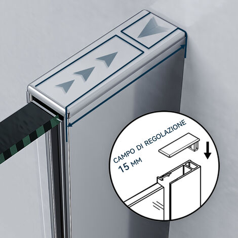 SONNI Parete doccia walk-in 120X200cm Vetro Nano Easy-Clean ESG 8 mm Parete Divisoria in Vetro con Stabilizzatore