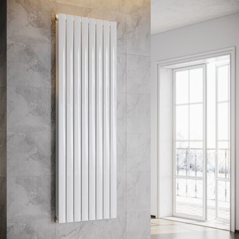 SONNI Radiatore a pannello verticale 1800 x 616 mm Doppio strato bianco Attacco centrale Radiatore da bagno Radiatore Design verticale Radiatore piatto
