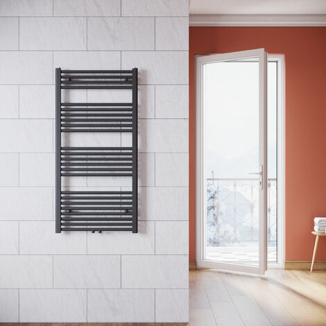 SONNI Termoarredo Scaldasalviette Verticale Radiatore ad Acqua Calda Antracite Connessione Centrale 1200x600mm