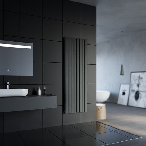 SONNI Design Radiatore a pannello piatto 1800x616mm Antracite Radiatore a pannello verticale a connessione centrale a doppio strato