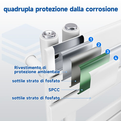 SONNI Termoarredo Scaldasalviette 1314x600m Bianca Radiatore Acqua Calda Design Laterale Verticale Scaldasalviette Collegamento Centrale