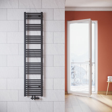 SONNI Termoarredo Scaldasalviette Verticale Radiatore ad Acqua Calda Antracite con Valvola Connessione Centrale 1800x400mm, 765 W