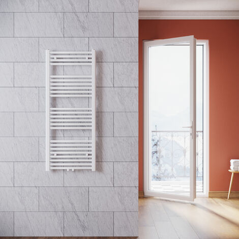 SONNI Termoarredo Scaldasalviette Verticale Radiatore ad Acqua Calda Bianco Connessione Centrale 1200x500mm