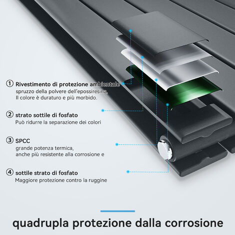 Radiatore Design Piatto WITEN&NOCK 1000x550 Mm, Doppio Pannello, Attacco Laterale 500 Mm, Valvola Termostatica Inclusa