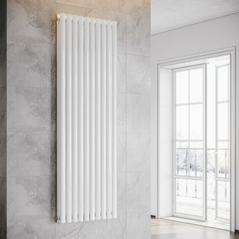 SONNI Design Pannello Radiatore Tubi 1800 x 590 mm Bianco Doppio Strato Radiatore Bagno Collegamento Centrale Tubi Verticali Radiatore