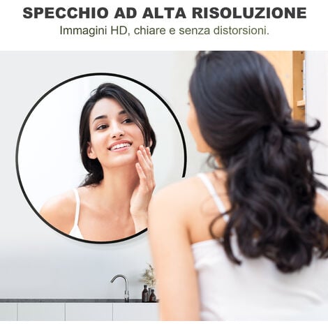 Specchio Bagno con Luce Led Tondo, Specchio da Parete con Struttura in  Metallo, Specchio Trucco, con Dimmerabile 3000K-6000K (oro/nero) :  : Casa e cucina