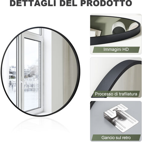 Specchio Bagno con Luce Led Tondo, Specchio da Parete con Struttura in  Metallo, Specchio Trucco, con Dimmerabile 3000K-6000K (oro/nero) :  : Casa e cucina