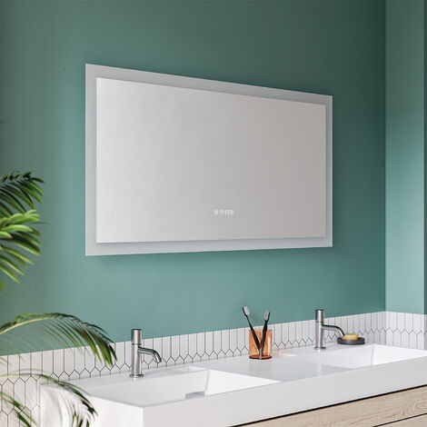 Specchio Con Ripiano E Illuminazione Girona - Da Bagno, 60 Cm, Legno Bianco, Made In Germany - Foto 2